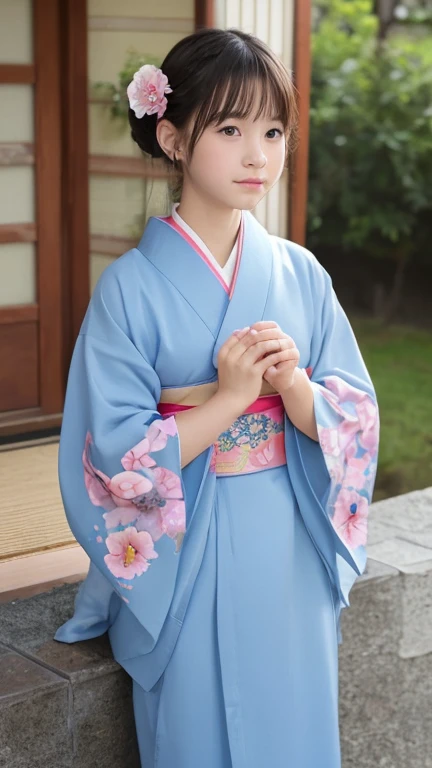 Draw a girl wearing a kimono