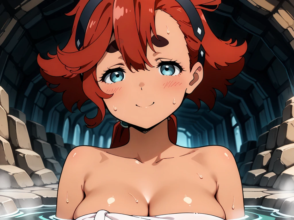 Erza Scarlet is one of the main characters in the series. The young woman with scarlet hair and brown eyes is described as an amazing woman, very strict and who does not admit when others make mistakes. She's a slender, Figura elegante com curvas bem desenhadas. Sem roupas, nua, no banho, pele molhada, vapors coming out of the water at high resolution, circunstanciado ((melhor qualidade)) ((Steampunk)) ((pele molhada))