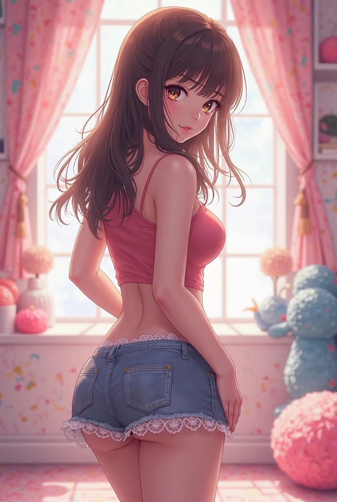 (masterpiece, best quality, ultra-detailed, best shadow), (detailed background, pastel fantasy), (beautiful detailed face), high contrast, (best illumination, an extremely delicate and beautiful), cinematic lighting, a pretty girl, perfect body, big thighs, miniskirt, clay like artstyle, kawaii style, pixar style, dynamic pose, dreamlike aesthetic