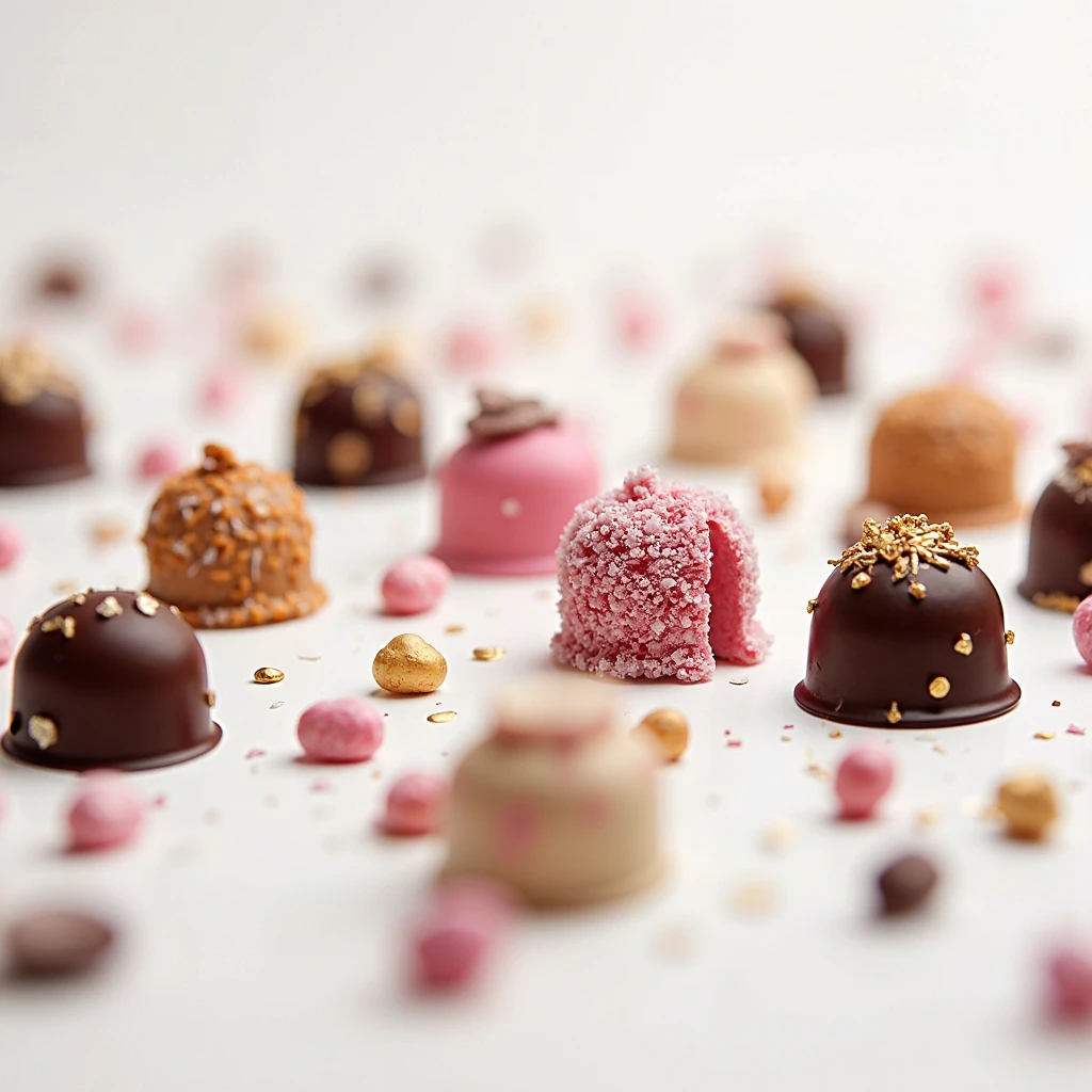 there are many chocolate cones on a foil baking sheet, ice cream cones, cone shaped, covered with melted chocolate, arte de chocolate, rio de chocolate, Exquisite details, mouth-watering with sprinkles on top, completely covered in milk chocolate, shiny shell with a grated coconut cream as a filling, sweet in the shape of a cone-shaped waffle