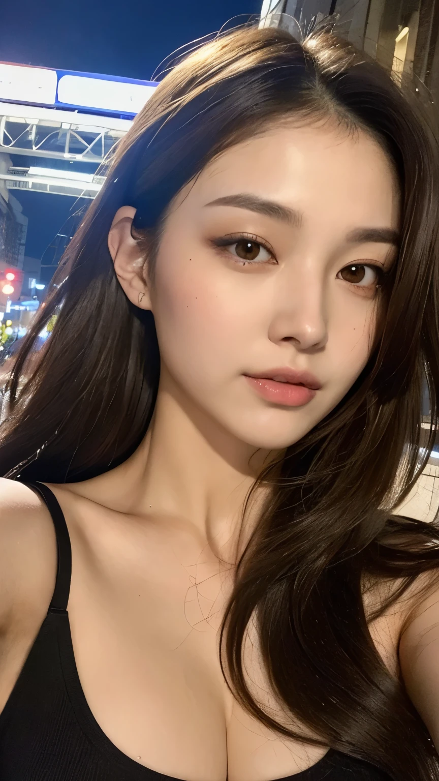 a close-up of a woman in a black blouse and a black scarf, Jinyoung Canela, menina coreana, wan adorable korean face, Mulher sul-coreana bonita, Ulzzang, Heonhwa Choe, Jaeyeon Nam, young adorable korean face, Kim Doyoung, Gongbi, jossi do blackpink, Ela tem cabelo preto com franja, Lee Ji-eun
