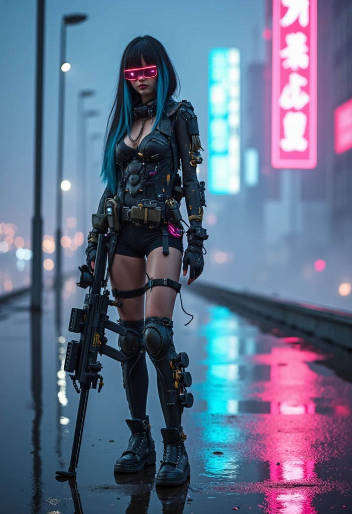 a cyberpunk woman in an apocalyptic scenario, cyborgs, futuristic technology, charming and sexy woman, tattooed, futuristic uniform, hyper-realistic, hyper-detailed, photo-realistic, perfect-details, intricate-details, high quality