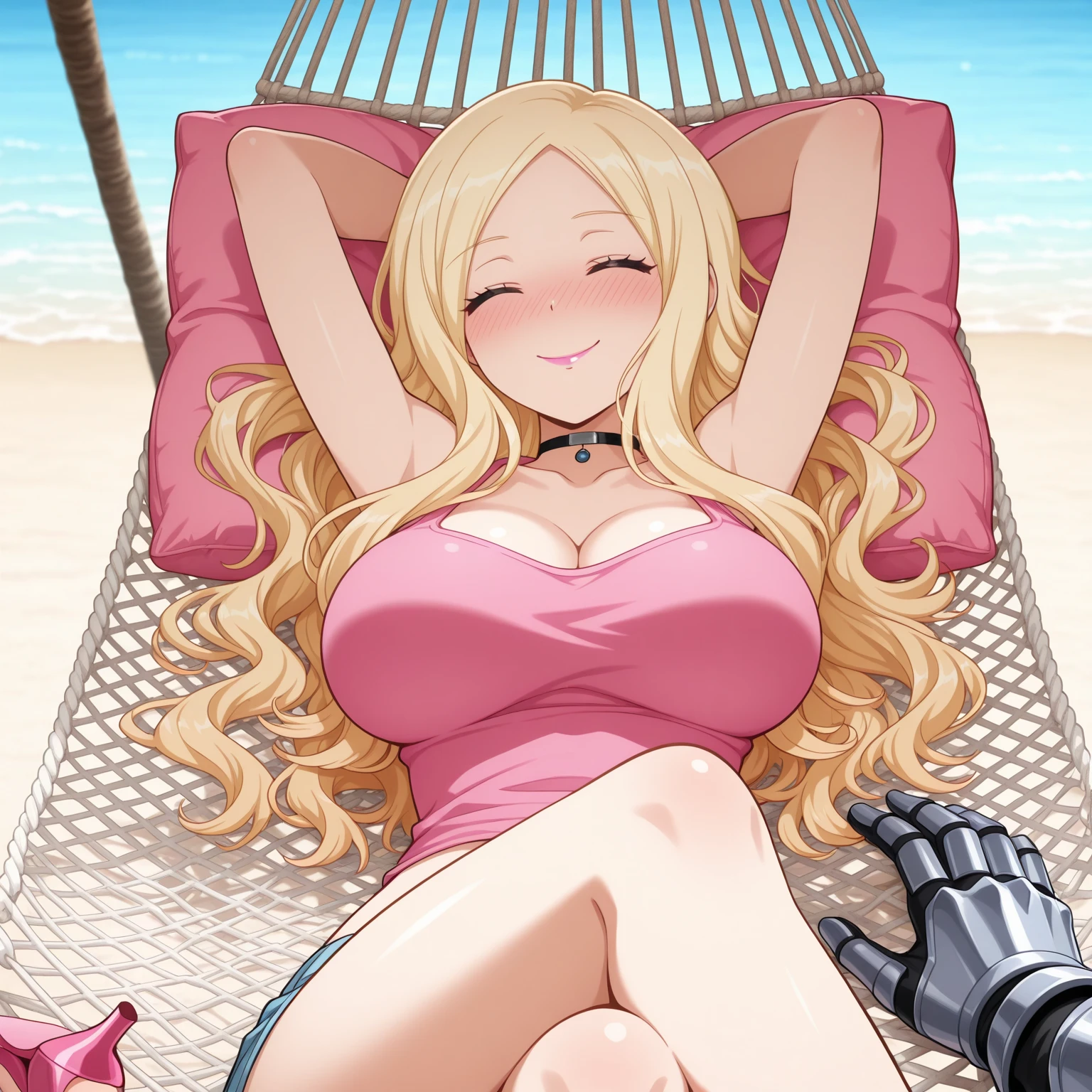 1 girl, detailed blue eyes, lange wimpern, detailed beautiful face, 4k quality, (Long blonde hair:1.4), (arms behind back:1.3), Red rope, blushing, (Big breasts:1.6), (black short sexy underwear, 18 years old:1.6), OTN, Gag, gagged, shibari, bondage, sitting on a beach, sitting in a chair, erhobene Augenbrauen, pralle Brüste, Front View of girl, detaillierte nah aufnahmen