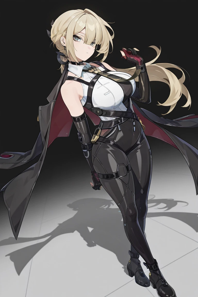 Big Tits. Anime Girls. Anime-style eyes. Setting picture. Perfect pupil. Solo. Highest Quality, Full body, It features a simple_Background,girl, Woman, Female, Young,20 years old, Long hair, flipped hair, Bangs, Blonde hair, messy long hair, emotionless eyes, tusk, Glasses,  Black eyes、Smile with open mouth、azur lane、Unkempt hair、