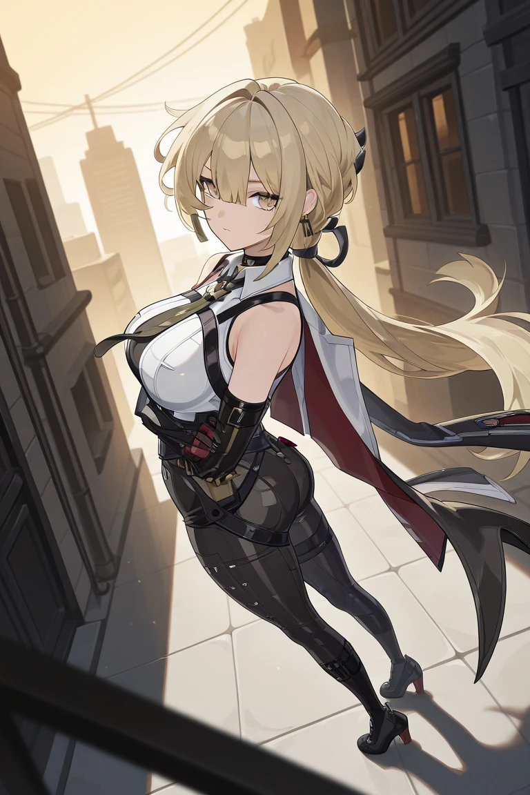 (masterpiece:1.2), (Highest quality:1.2), Ultra-high resolution, Very detailed, BREAK, ((Anime girl standing with happiness in her hands)), Clear Girl, (1 person,Lolita,boyish, 6 years old:1.3), A light smile, , girl who looks like a boy, Bob cut hair, ((Blonde Hair)), Messy Hair, Super huge breasts overflowing with soft fat mass、Waistline、Slender body, Small Ass, Small red eyes,Fine and beautiful eyes, Well-proportioned iris and pupil, Expressive eyes, Beautiful and detailed lips, High resolution detailed hair, Perfect Eyes, Perfect Face, ultra high density skin, Full Finger, Perfect lighting, break, ((Purple Necklace)), ((Black and red luxury dress:1.3)), light green tie, Sparkling Sapphire, Lady, Wear white gloves, BREAK, (steampunk), Castle balcony, Skyscraper, Night view, Equipment, (Steam spewing out from :1.2), Fantasy, BREAK, ((Positive:1.3)), BREAK, Digital anime art,Anime style illustrations,Anime illustration