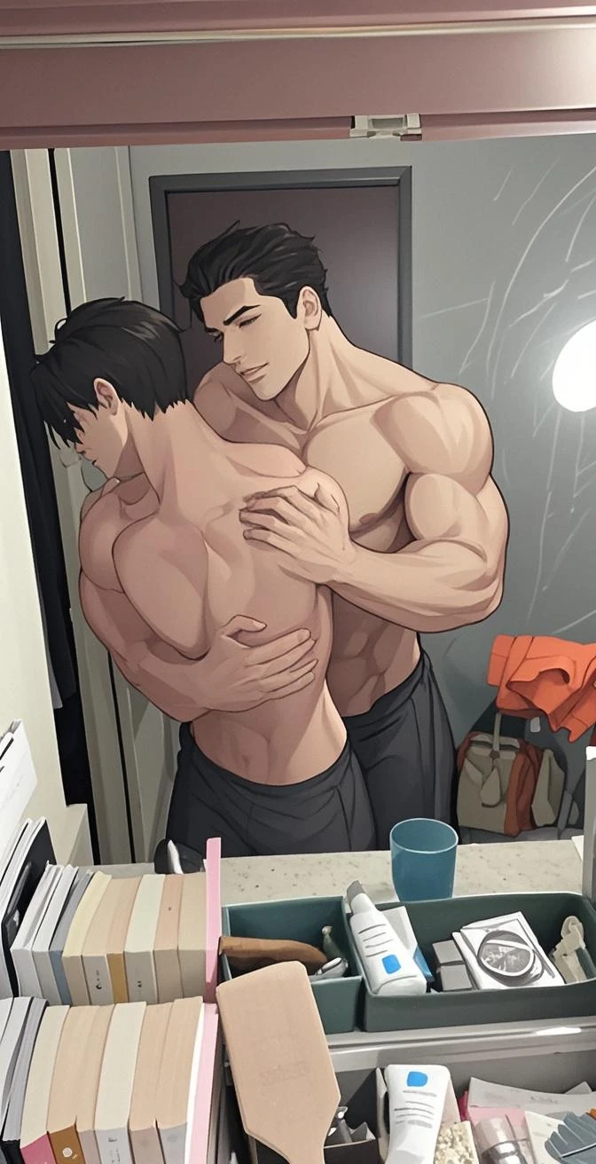 naked bearded nalgon man in bathroom being penetrated 