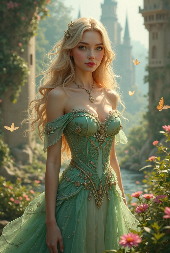 Rapunzel, (((topless))), stockings, ((best quality, 8K, Meisterwerk :1.3)), Scharfer Fokus :1.2, Körperkleid :1.1, Hochdetaillierte Gesichts- und Hautstruktur, topless, Garten, viele Details, detaillierter Hintergrund, mehr Details, photo, ultra realistisch