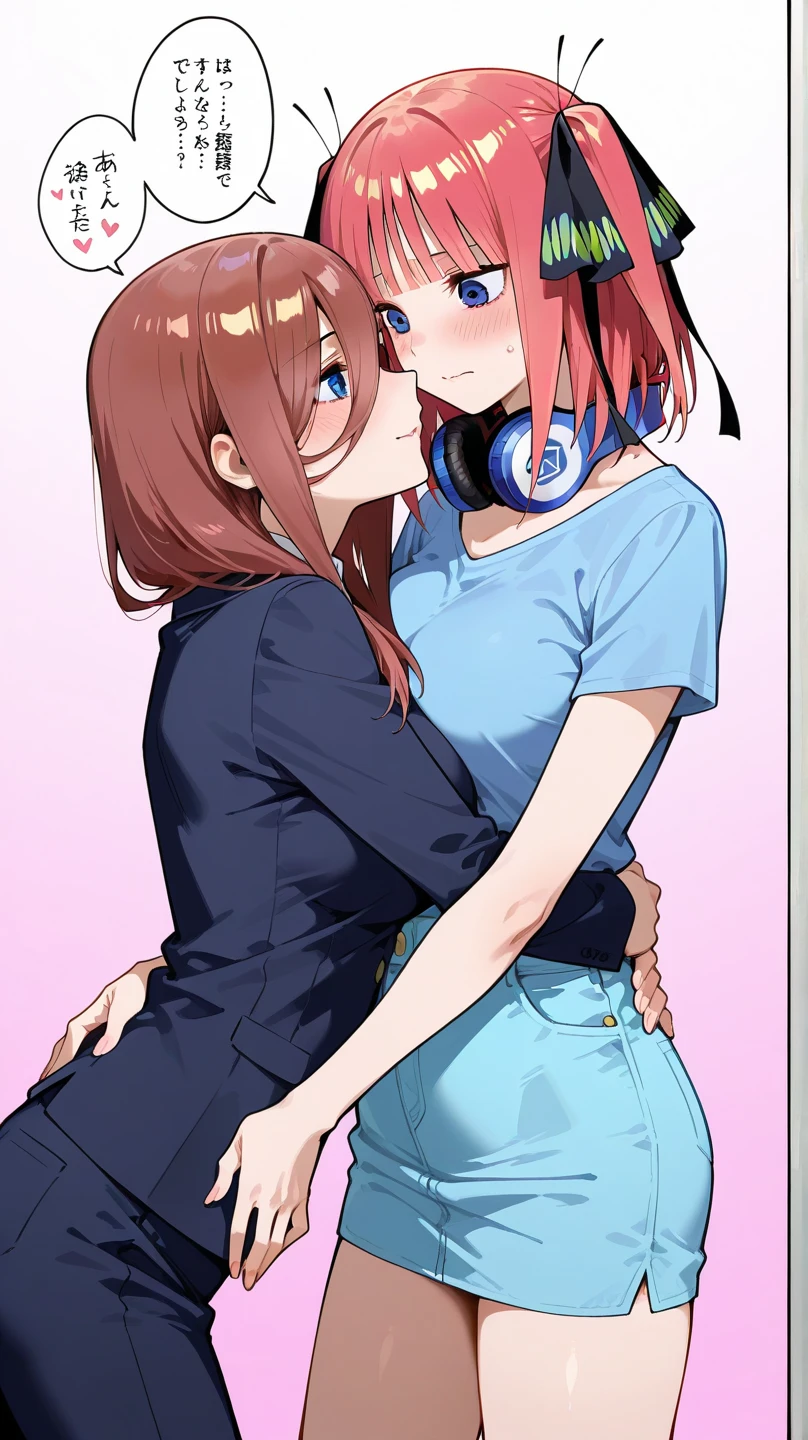 score_9, score_8_up, score_7_up, score_6_up, score_5_up, score_4_up, (source_anime), 2girls, evangellion, asuka langley, rei ayanami, yuri, breast sucking, Inside an elevator, Full body