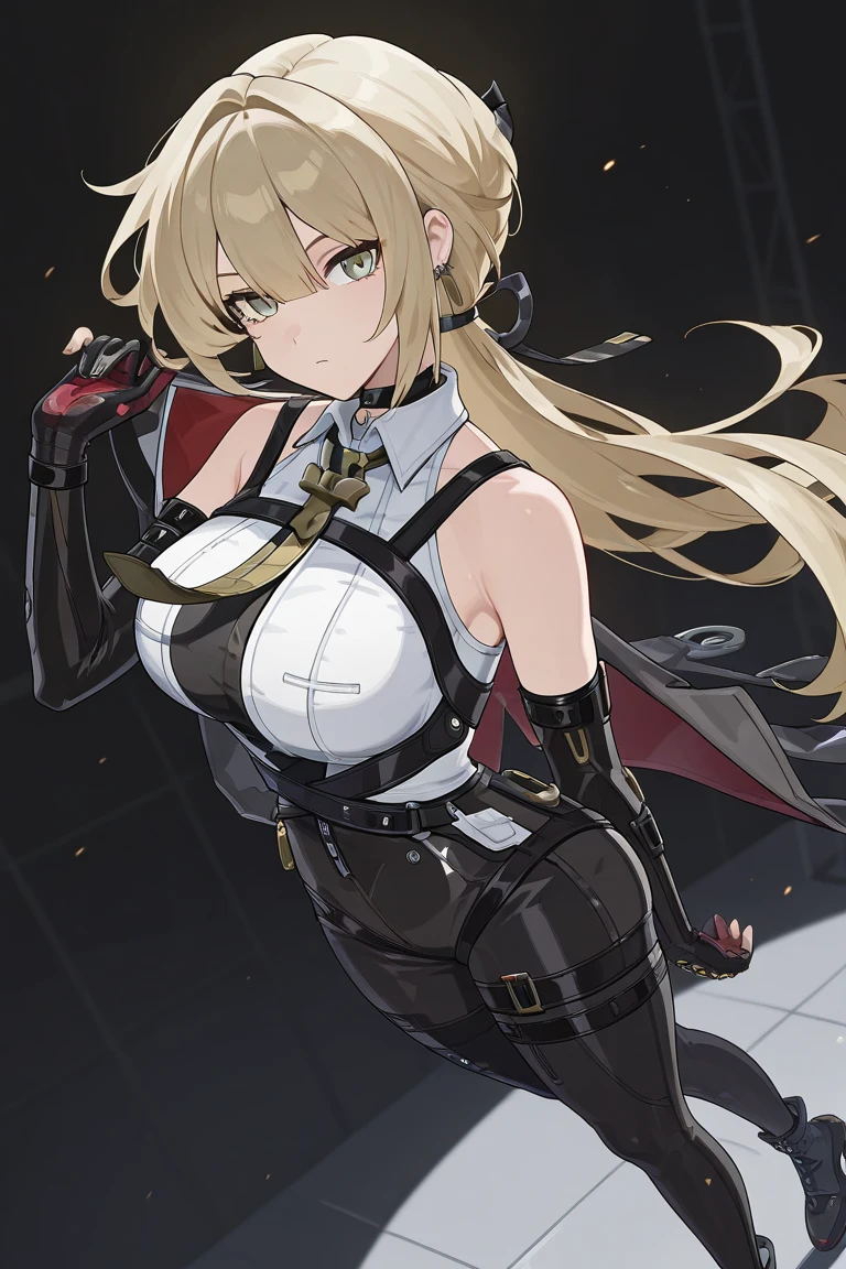 best quality, masterpiece, highres, solo, {graf_zeppelin_kantaicollection:1.15}, blonde_hair, twintails, long_hair, sidelocks, hair_between_eyes, breasts, blue_eyes, large_breasts, hat, peaked_cap, necktie, military, black skirt, short skirt, black tights, cross, blush, 1girl, looking_at_viewer, military_uniform, uniform, iron_cross, black_gloves, gloves, upper_body, ((((chained_superior)))), ((Arms suspended by chains)), arms over head, large breast, indoor, bed room, cabinet, hanged, standing, shy, scowl, teeth, sweat,