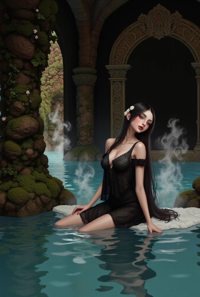 masterpiece, best-quality, realistic, detailed, dramatic light, horror art, gore, 1girl, Sadako, very long black hair, fitnes body, huge large breasts, rotten gray-blue skin, wearing a white dress, coming out of a well, a haunted forest as background,