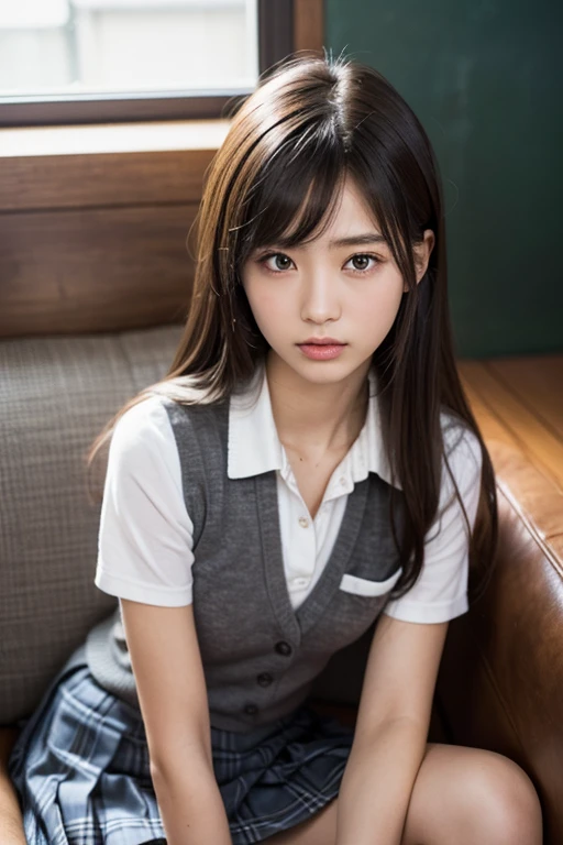 Highly detailed CG Unity 8k wallpaper、Highest quality、Ultra-detailed、masterpiece、Realistic、Photo realistic、A cute girl drawn in great detail、20-year-old、(Skirt rip)、(Roll up the skirt yourself))、White panties、Panty Focus、blush、Lips parted、Looking at the audience、Semi Body Shot、Wearing a ruffled shirt、Luxury、Show panties and sit down
