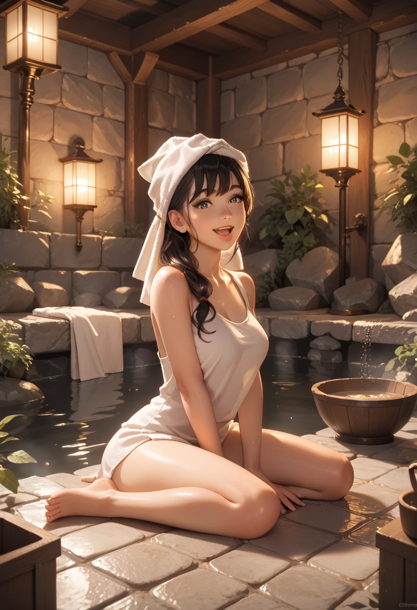 photorealestic,Chinese ancient style,Exotic,Beauty out of the bath,with hair dishevelled,Disheveled clothes