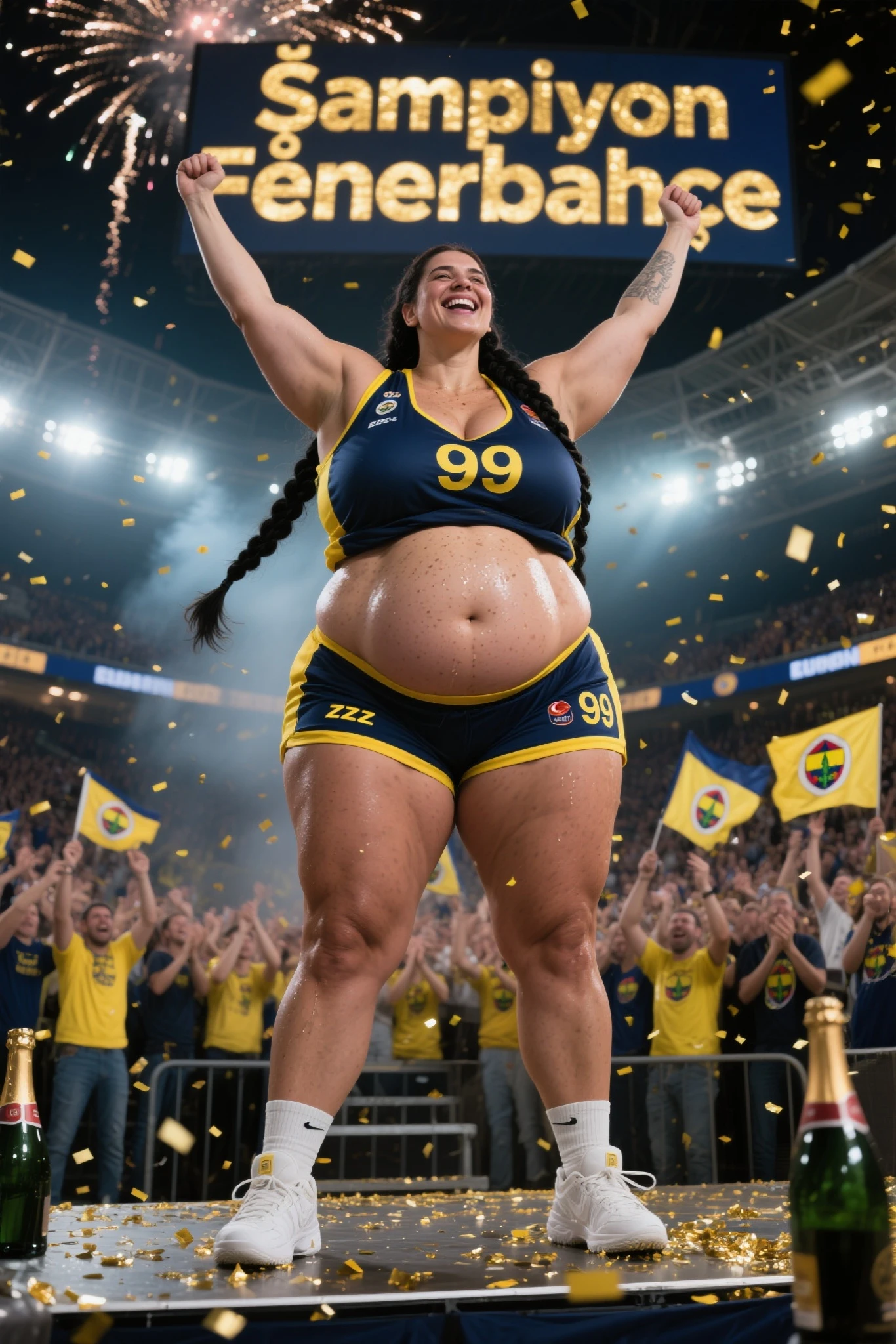 un primer plano de una persona en una cancha de baloncesto con una pelota de baloncesto, sujetador y pantalones cortos streetwear, beautiful grueso female, grueso thighs, sujetador deportivo y pantalones cortos, grueso body, grueso, sujetador deportivo y pantalones cortos azul oscuro, grueso, ella tiene un vientre redondo, gordo y ondulado, mujer baja y robusta, hermosa mujer, belleza asombrosa, violeta myers, modelo de instagram, mujer con curvas. voluoptous woman. textura natural de la piel, texturas 4k, HDR, intrincado, muy detallado, sharp focus, hiperdetallado, Cuerpo con curvas, cuerpo regordete, huge grande ass, grueso body, Cuerpo con curvas type, Tipo de cuerpo voluptuoso, tipo de cuerpo tetona, grueso body type, grande chest, grande