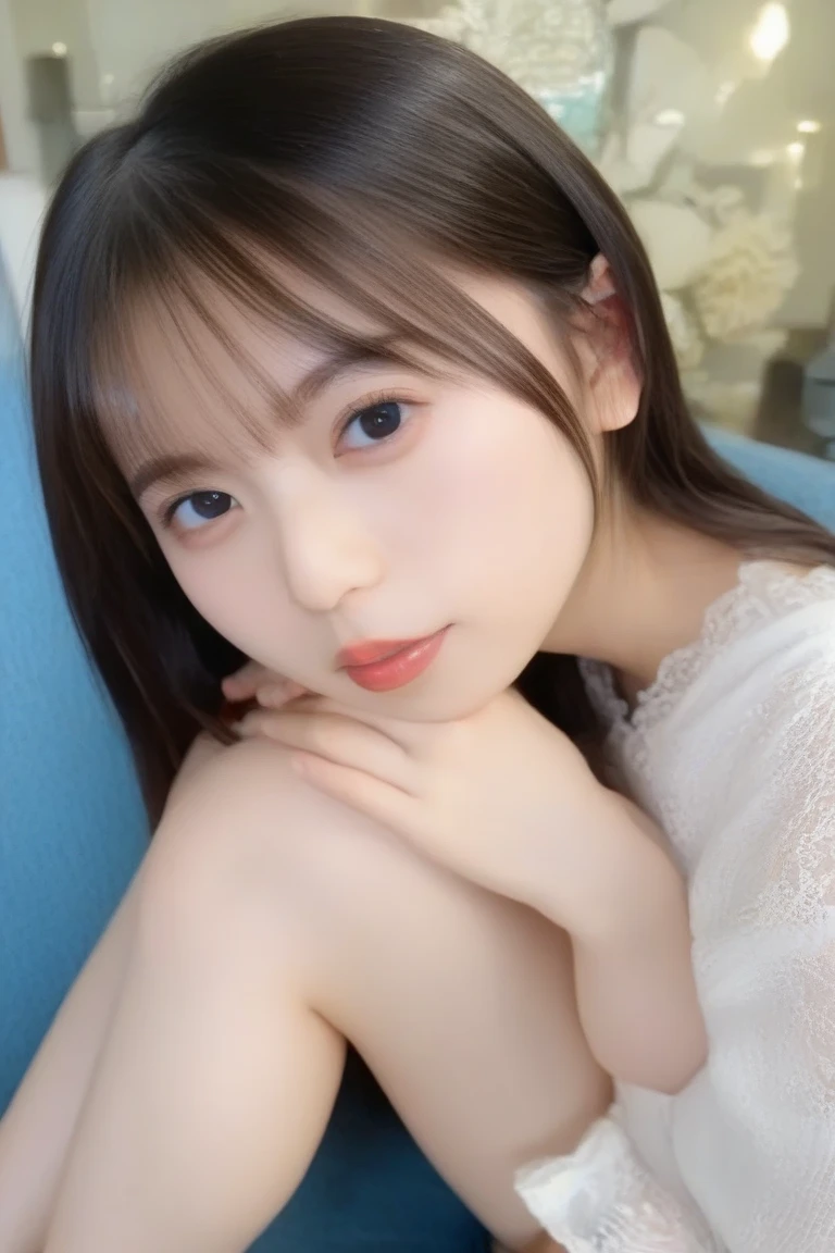 masutepiece, Best Quality,
Ultra-detailed, finely detail, hight resolution, in 8K,
((Photorealsitic:1.4, Raw photography, 超hight resolution,Top image quality: 1.4)),
Wallpaper,
((Composition that includes the perfect whole body)),
Beautiful detailed eyes, Natural Color Lip,
((a serene smile:1.5)),
((Random and cute hairstyles)),
((Random and cute poses)),
((Colossal tits、cleavage of the breast:1.2)),
((fullnude:1.7)),
((Thin abs with thin lines:1.5)),
((Bring your chest together with your arms:0.9)),
((From above)),
((Random blurry background)),
((((Lie down on the bed and see your whole body:1.8)))),
((Cheek cane))
very detailed and professional lighting、
((Random and cute facial expressions:1.5))、
((thigh visible、White panties are visible:1.5))