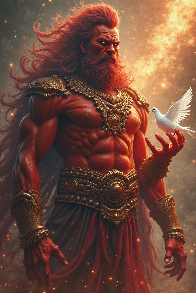 A man,musculous,mythical character,Moire,floated hair