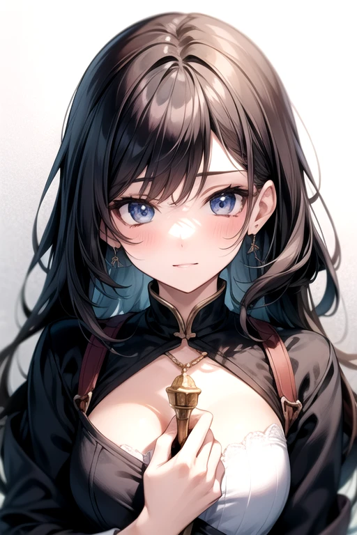 One lady,12year old,(() ,((())), (()), (())((I'm opening my mouth)),((micro skirt, bodysuit and short cloak))(A smile),Wet with sweat,(A dark-haired,),((Fantasy,natta))((Clothes are torn))