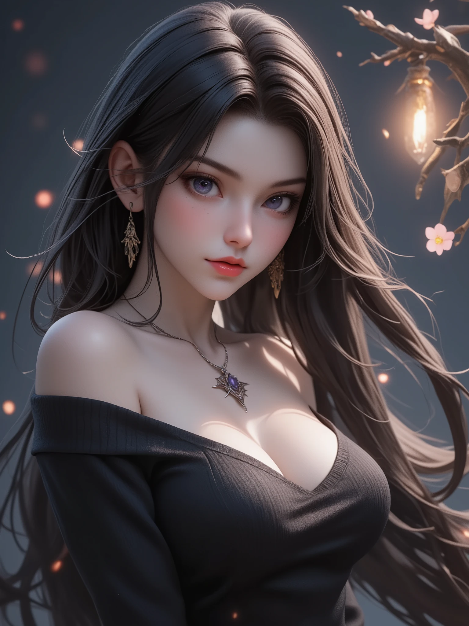  ((cute smile)) (()) ((blue eyes)), ((dark eyeshadows make up)) ((red lips)) ((very long black hair, hair flowing around) ((big breast:1.5)) ((skinny body:1.3)) ((wear strapless push up corset)) ((tiara, jewelry, collar, flowers on hair ornament)) ((face portrait of a beautiful woman)) ((victorian vibe)) ((floral frame, Decorative panels, abstract artistic, black bacground)), (at night lights shut, no lights, obscure tone)) ((high definition:1.5), ((masterpiece:1.5))((8k:1.5)) ((Best quality:1.4)), more_details:-1, more_details:0, more_details:0.5, more_details:1, more_details:1.5, 