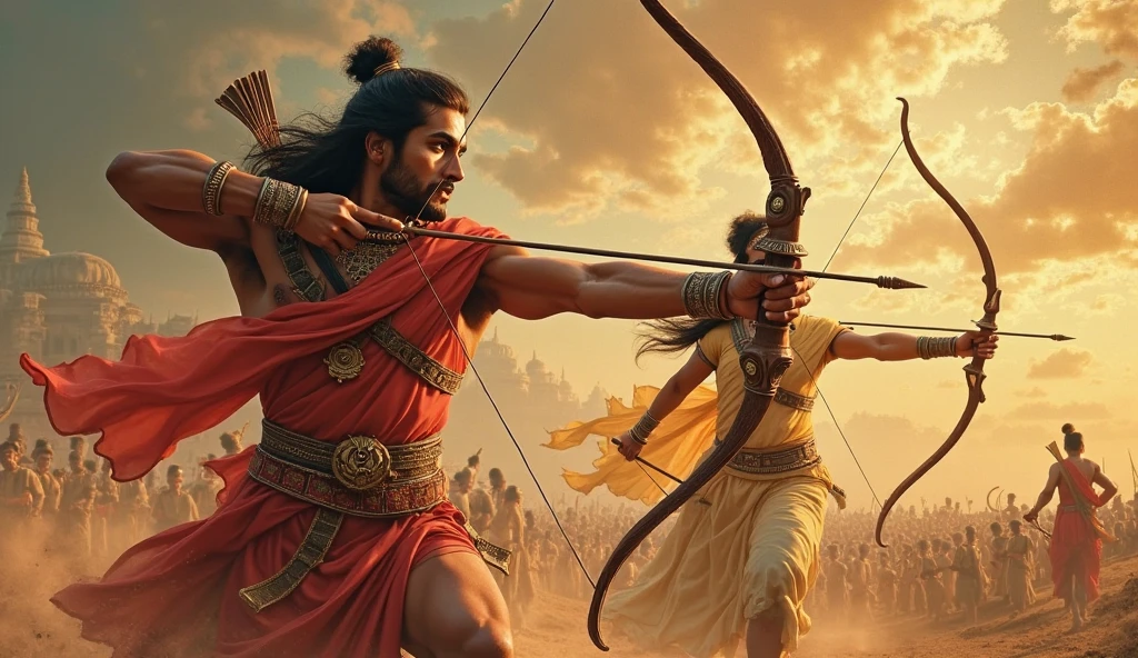 Ram breaking the bow at Sita's swayamvara and their marriage.