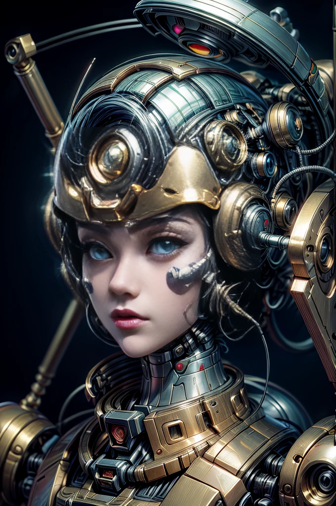 ohwx woman, a steam punk cyborg, side view, white background, unreal engine, inspired by HR Giger, half body portrait, highly detailed, photo realistic, cinematic, movie still, captured in the style of Sony Alpha A7 III camera