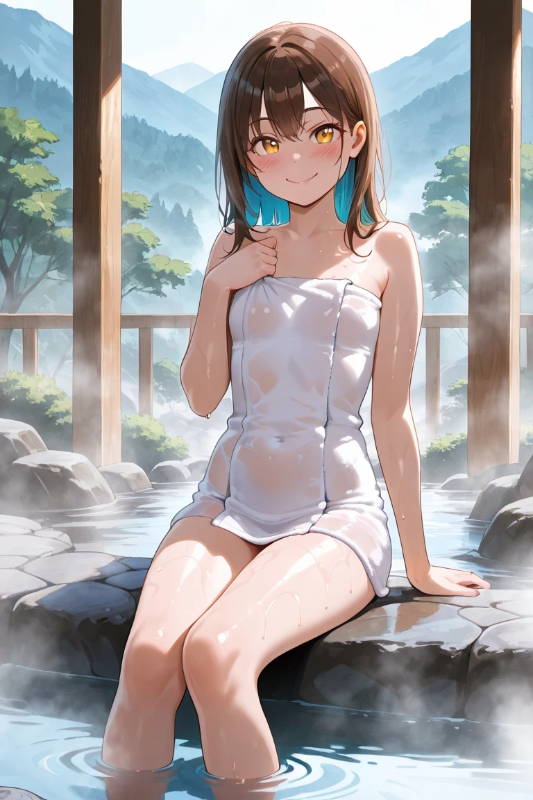 solo girl,naked,hot spring,washing leg,show pussy,
