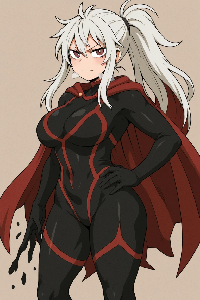 natacha, big breast, goth, silver hair, red eyes, albino, pale skinned,portrait ,full body, skirt, , flip flop,sharpteeth ,panthyhose, blackbodysuit, smile, happy, blush, walking, long hair, forest, , blackcloths, pole-shirt, victorian clothing, long robe, dress