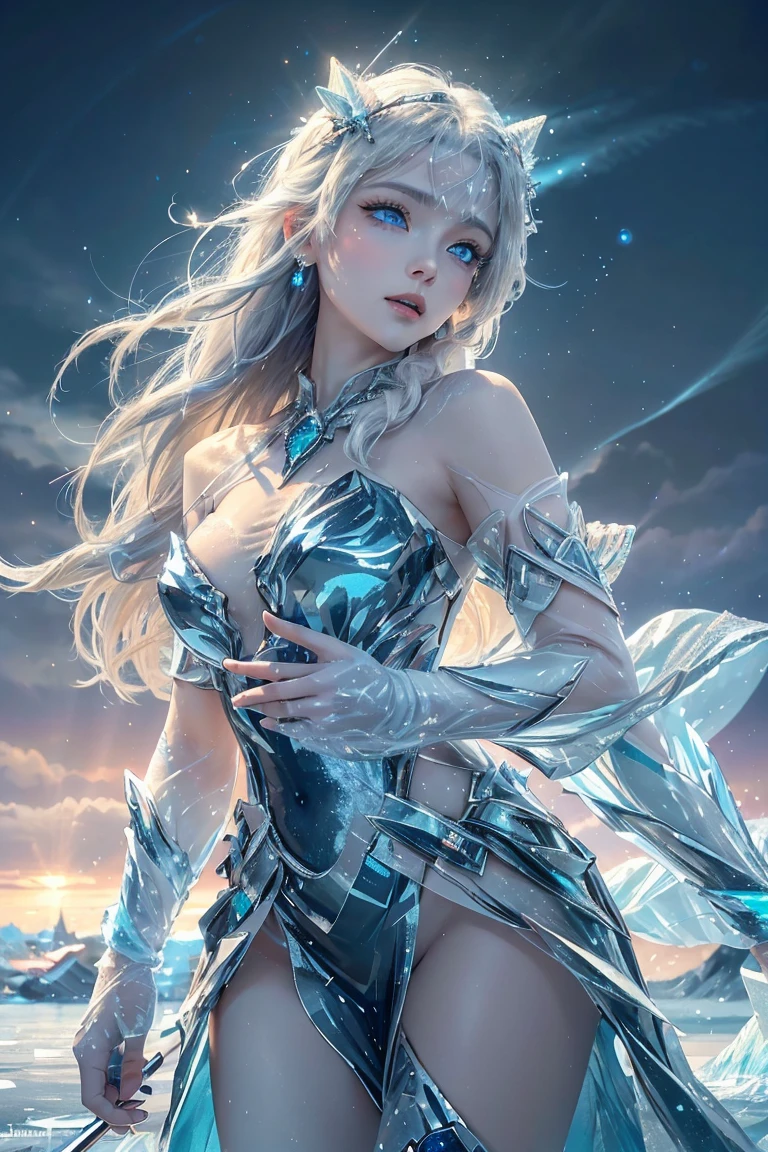 An ultra-high picture quality、(((full body Esbian)))、(((action scene)))、(((combat pose)))、It's a very dark Milky Way、(((colourfull)))、muitoリアルHuman texture、 17 age、((Very cute beautiful Prague slim girl))、((Skin of 17-year-old Caucasian girl with veins showing through))、(((Under the short nose)))、(((no-makeup)))、(((stature:180cm、Head length:20 cm、Leg length:90 cm)))、(((well-muscled)))、Normal shoulder width、(((Long arms)))、long subumbilical、((thick and long torso))、Long below the knee、Thin thighs、(((a small face)))、(((small head)))、Natural double eyelids、 (1girl in:1.3), Light persona, Dark Persona, mind control, fractral, ceiling, Artistic background, Geometric, organics, blessings, favor, noble, unfolded, elucidation, Anti-gravity, Antimatter, holy, Sacred, spiritual, Dignified, Luminescent, Holographic, About Magic Circle, photons, scales, Beak,artistic、(((Fanciful))) ,((( brightly colored eyebrows))),(((Ultra high resolution pale silver hair and silky thin shiny eyebrows)))、Ultra-luxury packed with luxury accessories、(((((Very heavy and elaborate armor of very shining reflective iron)))))、(((Very elaborate articulated armor)))、(((Very elaborate weapons)))、(((Hair and skin with pores,)))、(((Extremely delicate and brightly colored targets)))、(((Beautiful glowing caucasian woman with bright iris iris eye with ultra high definition pattern)))、(((I love you))),(((Small drooping eyes with a gentle feeling)))、(((very thin eyelashes)))、(((Realistic naked eye)))、High Definition Lip、A Princess、(((Dreams)))、(((Your imagination)))、(Fluffy High Half Twin Tail Hair)、Luxurious Princess Tiara、Luxury Princess Necklace、(((Looking at the camera)))、(((A gaze to look here)))、(((With movement)))、(((valkyrie)))、Navel in a high position、((The sword))、(((magia)))、(((magic circles)))、Innovative configuration、((Time Gate))、Knights、(((Perfectly accurate universe)))、Irridescent color、(((Full body armor)))、(((full armor)))、armor、(((With a longsword)))、(((fighting spirit)))、(((a navel)))、((St