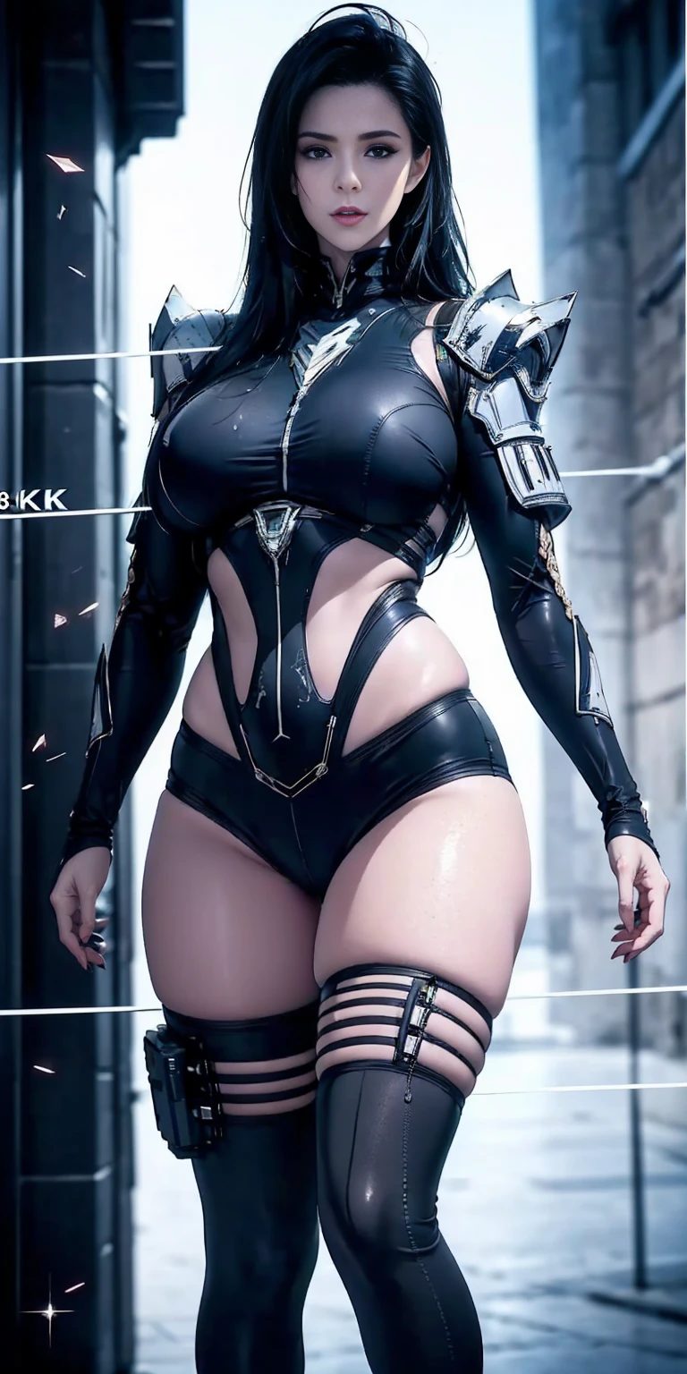 Beautiful cybernetic girl looking at camera underwear detailed pantyhose muscles realistic masterpiece