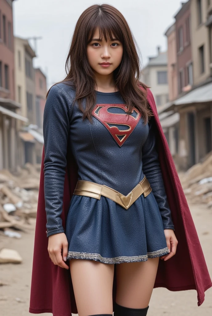 8k,best quality,real picture,intricate details,ultra-detailed,ultra highres,depth field,(photorealistic,realistic:1.2),masterpiece,solo,beautiful girl,expressionless eyes,supergirl,blue eyes,blonde hair,long hair,cape,red_skirt,red_thigh_boots,(black_pantyhose:1.2),blush,shy,seductive smile,superhero,solo,looking at viewer,
best quality,realistic,photorealistic,(intricate details:1.2),(delicate detailed),(cinematic light),clear line,(cowgirl position:1.3),
unity 8k wallpaper,ultra high res,(photorealistic:1.4),<lora:Supergirl:0.5>,<lora:ZCBRealisticV2:0.8:lbw=FUZU>,zaracbb,<lora:epiCRealismHelper:0.45>,