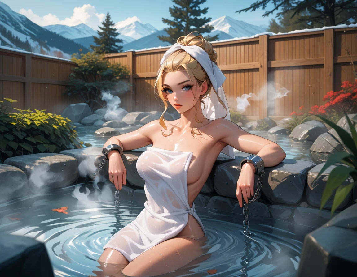 blond hairbl,pony tails,White silk transparent one-piece underwear,Sexy Russian model,slim toned body,Beautiful breasts,Beautuful Women,Rainy days,rose petals,浴室,taking a shower,Get wet,damp hair,Get wet,A happy expression,Get wet all over your body,flowingwater,plain face,The whole body is water,nipple bump