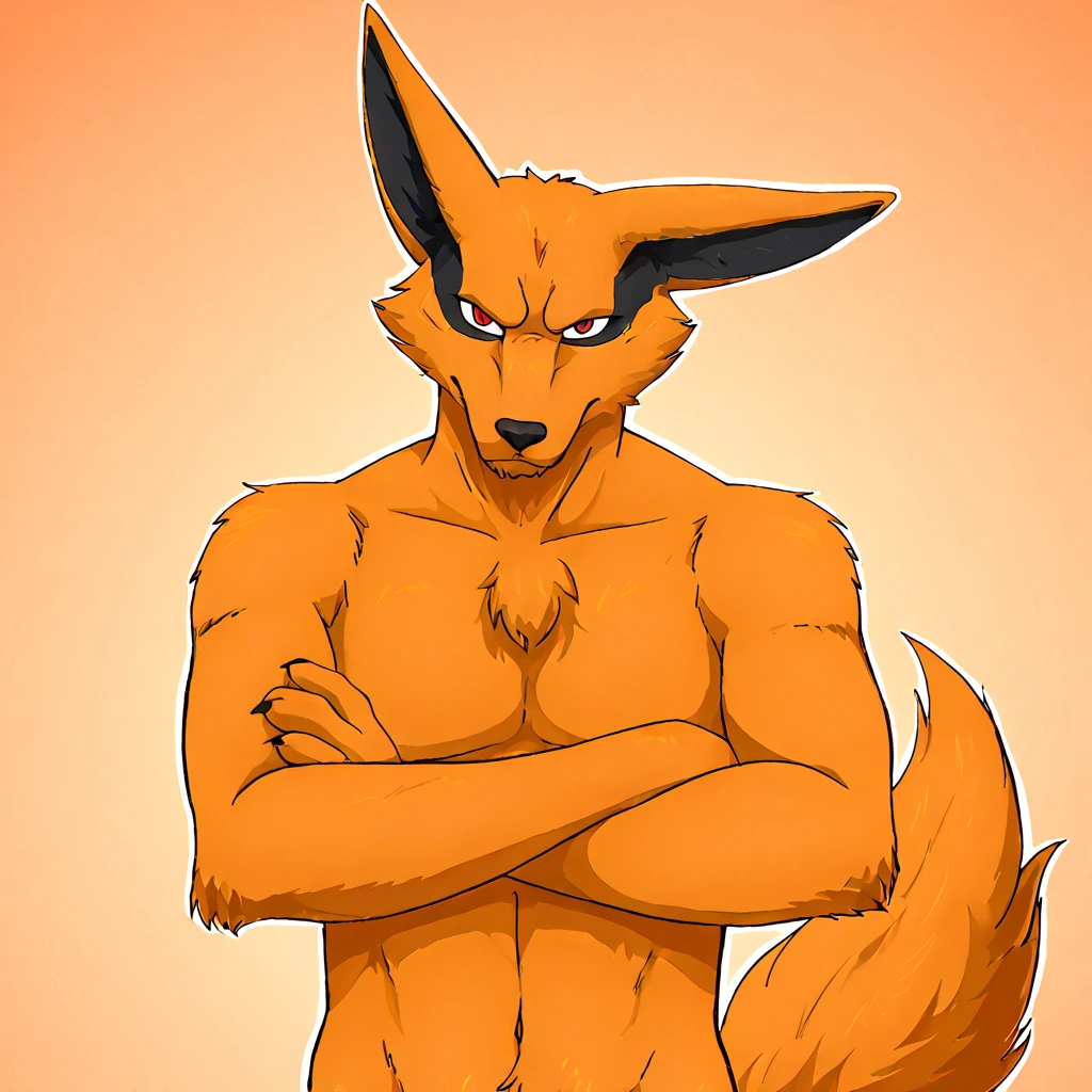 solo, male, Legoshi from beastars, standing pose, naked, skinny toned body, (wearing a red neck scarf), (Full BodyFocus), looking at the viewer, low angle, head to thighs, high detailed, masterpiece, bedroom background, by Meesh