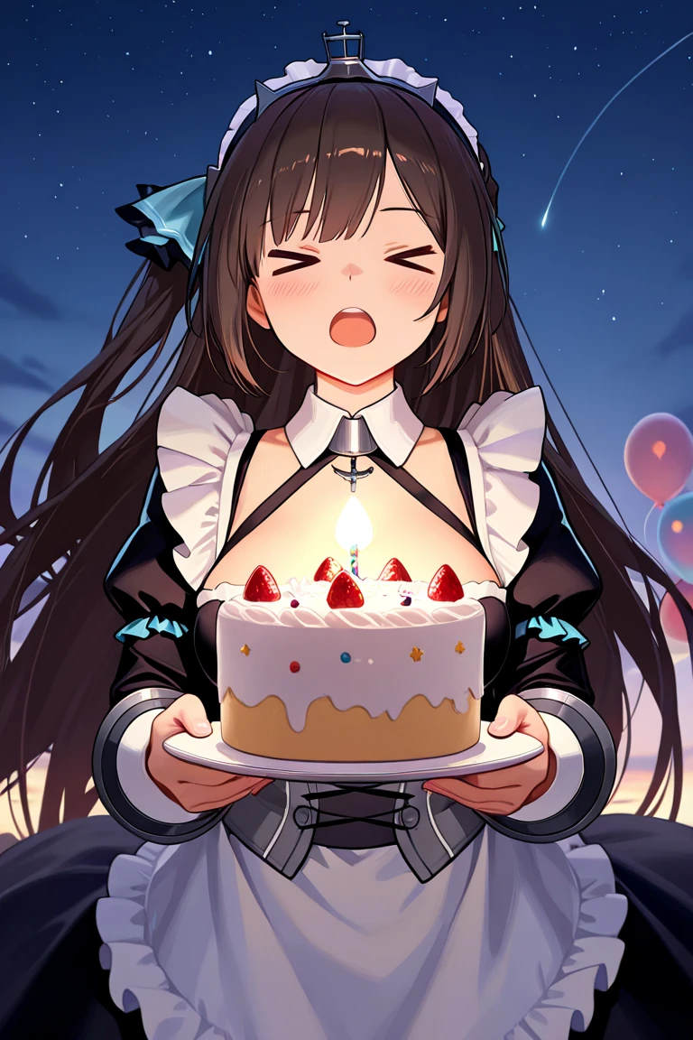 aggressive、Bangs、Medium Hair、girl、Light Hair Color、Small Mouth、Small Nose、Big Breasts、Chubby、birthday、apron