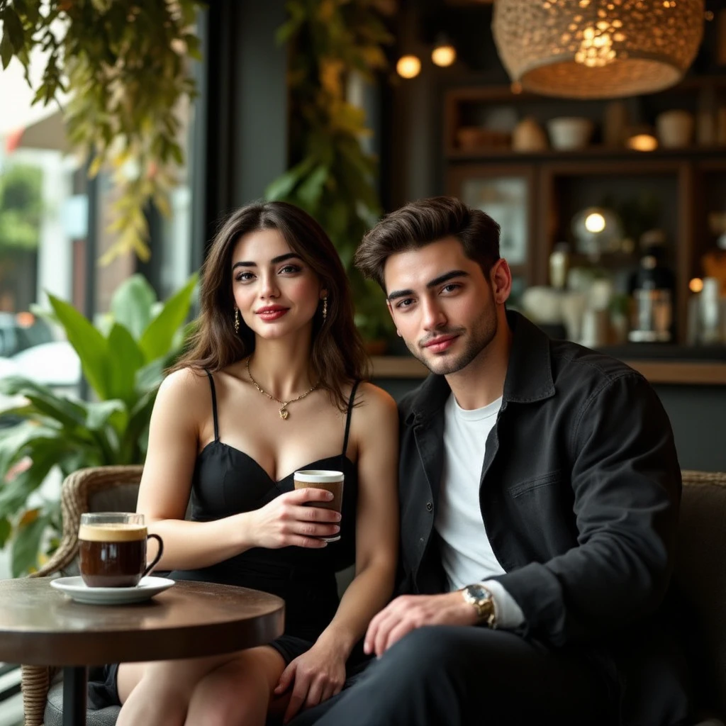 Chica piel clara ojos cafes usando gafas cabello rizado junto a un chico ojos cafes usando gafas pelo corto cuerpo robusto