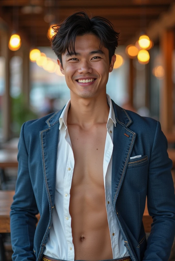 male Age 19 Lifesaver swimwear smiling hawaii at night