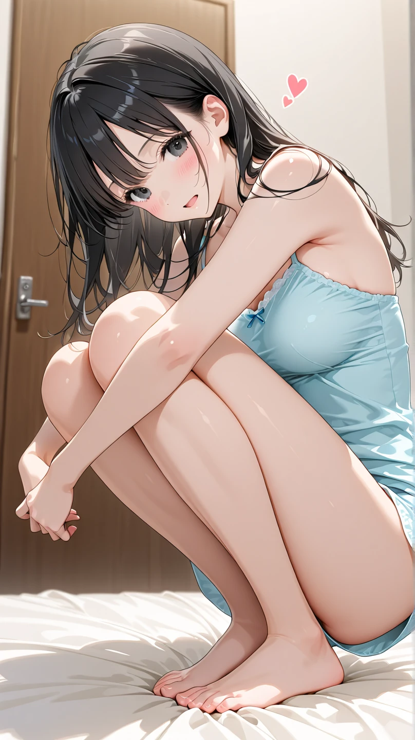 A smile Underwear pattern woman A ray of light in the darkness crouching down is crying