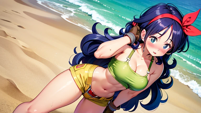 Hugw Muscle girls bikini cartoon at beach fun