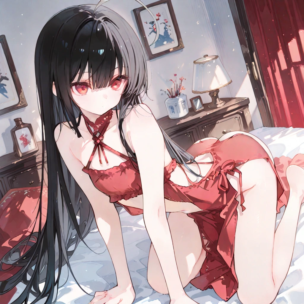 (best aesthetic,best quality,ultra high res,insanely detailed,exquisite,absolutely resolution,explicit),BREAK,(((perfect anatomy,perfect proportion,artstation female body))),BREAK,(detailed beautiful jewely catchlight gradient slant eyes),ligne claire,gleaming skin,BREAK,nsfw,horny presenting,fall into pleasure,wistful look,orgasm,BREAK,(cute erotic toddler gal,loli),prostitute,BREAK,small baby face,childish and super cute,((((blush)))),BREAK,peerless super Bishojo,peerless super beautiful girl,super Kawaii,BREAK,low body size,short stature,slender,BREAK,(((((jirai kei))))),BREAK,(black and purple ((streaked hair))),(((((double bun long twintails hair))))),BREAK,((shiny glossy metaric beautiful hair,gradient hair)),BREAK,((small breasts)),((puffy nipples,erectile nipples,long nipples,huge areolas,bare breasts)),BREAK,(bare shoulders, china dress, chinese clothes, short dress, cleavage cutout, sideboob, thighs,pelvic curtain,negligee,saree),(satin:1.4),(sequins,lame:1.4),(shiny clothes:1.4),(lots of frilled lace,ultra micro miniskirt),BREAK,(Fishnet Tights ),zettai ryouiki,garter belt,No panties,BREAK,(legs up,spread my legs:1.2),love hotel,(lying on bed,arms bhind back:1.4),evening,(sweet pussy,show off pussy:1.3),(dripping love juice:1.3)