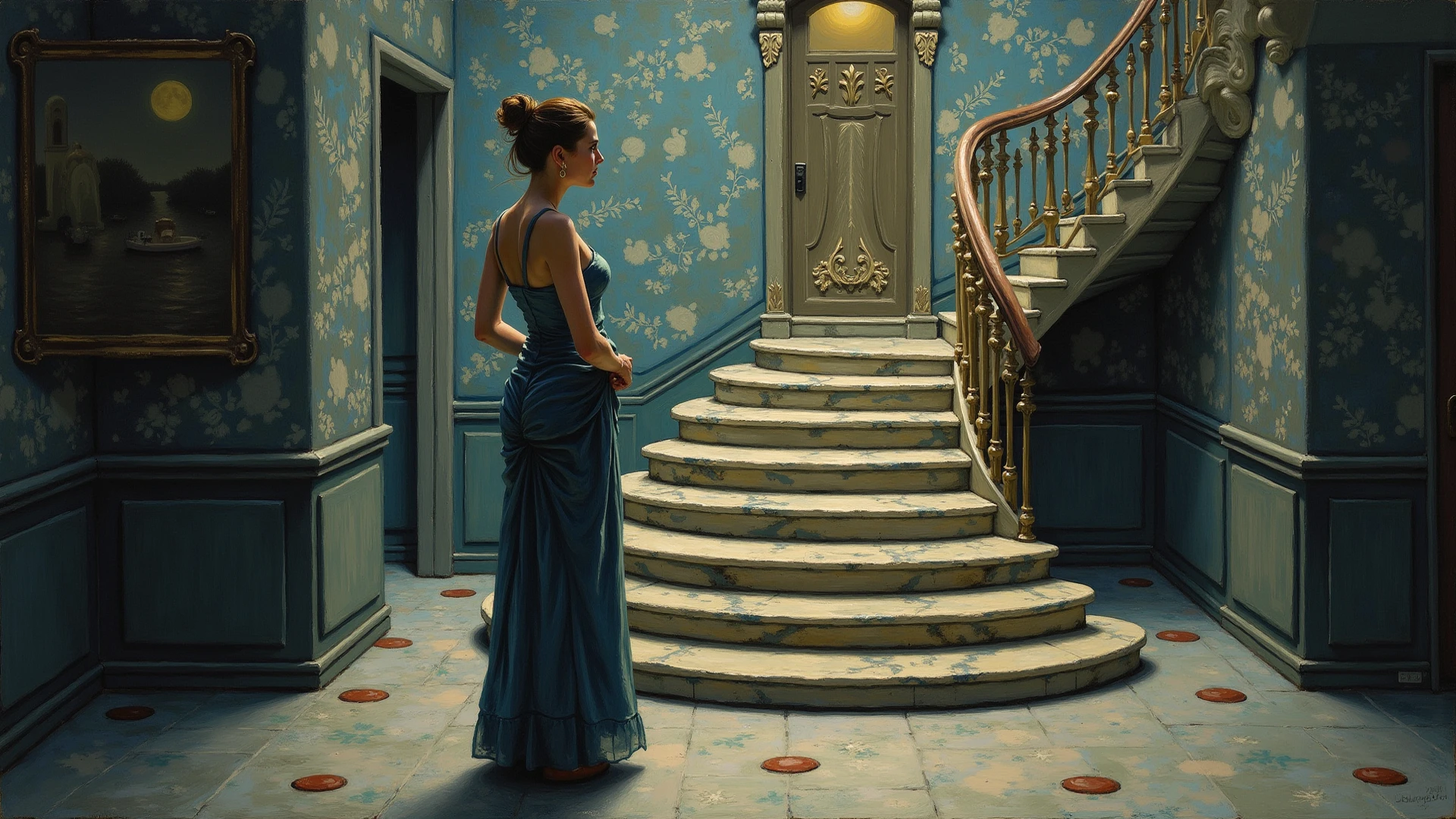 Young complex woman in the palace, Artworks of Ivan Aivazovsky, Wide-angle lens f/2.8, Crazy high-resolution complex textures, Texture Indentation, Perfect viewing angle, Perfect geometry, Crazy ambient lighting, Crazy ambient shadows, Luminism, Ultra detailed busy background, mosaic, Minimalism, perfectionism, IPA Award Winning Masterpiece,