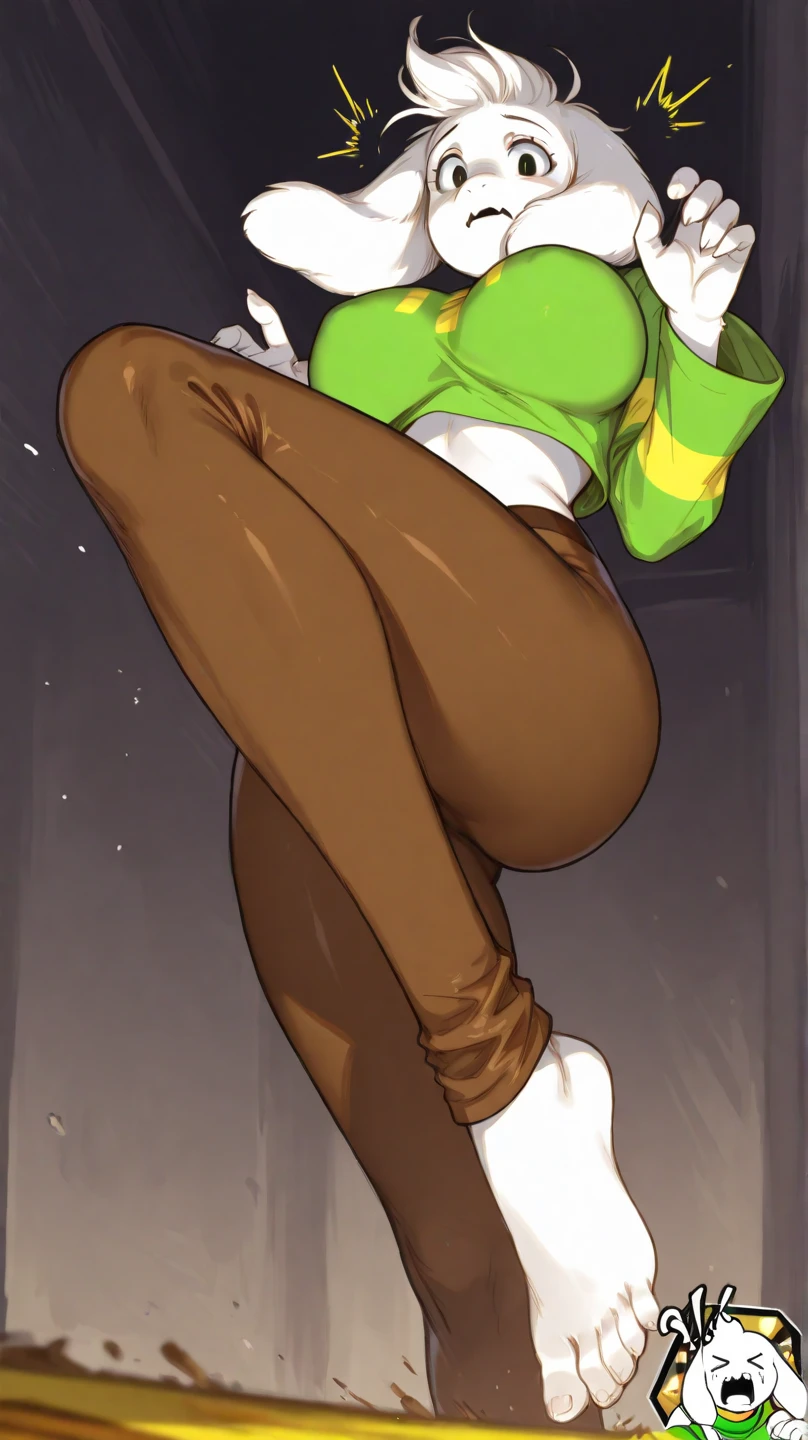 ace, 1girl, black hair, solo, white leotard, short hair, hairclip, black lipstick, long sleeves,full body, grey boots, bob cut,club \\(shape\\) ,score_9, score_8_up, score_7_up, score_6_up, score_5_up, score_4_up city, cityscape, (cameltoe), standing, hands on hips, seen from below, looking at viewer,((wetting self, pee stains, puddle))