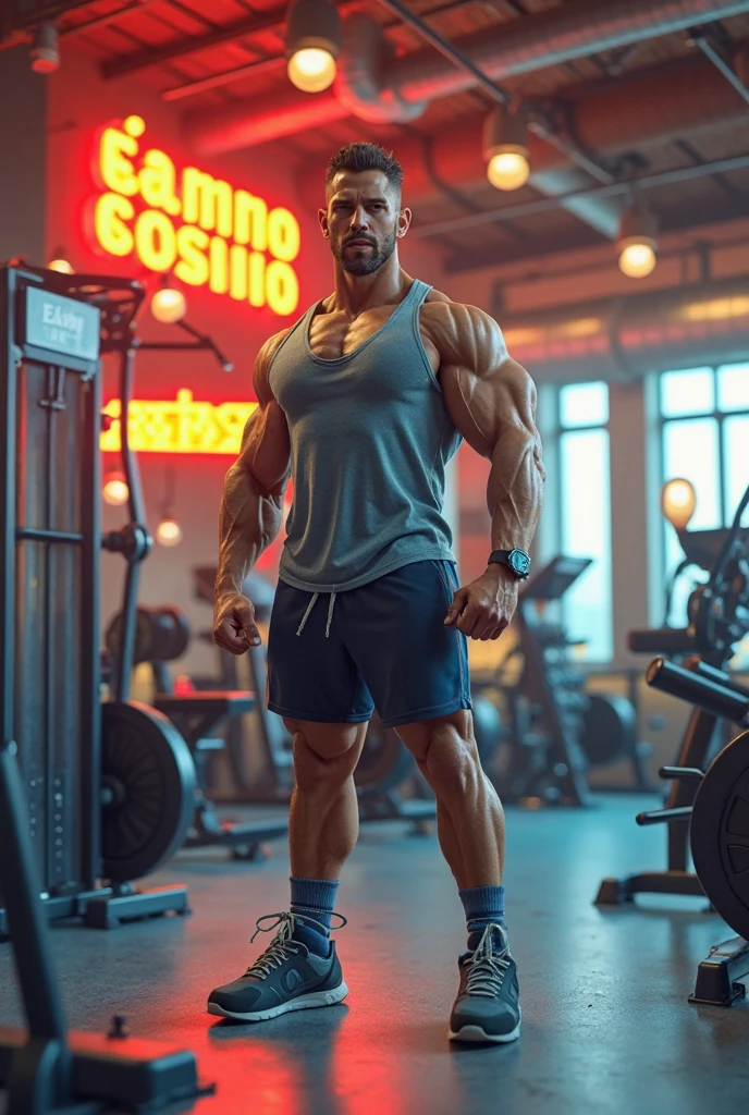 masterpiece, best quality, detailed face, natural eyes, 1man, mature man, muscled and mature,handsome and hunk stephen amell as an athlete NAKED ,showing nipples , sweating, transparent tight cloth, , full body view, in a gym doing dumbbells