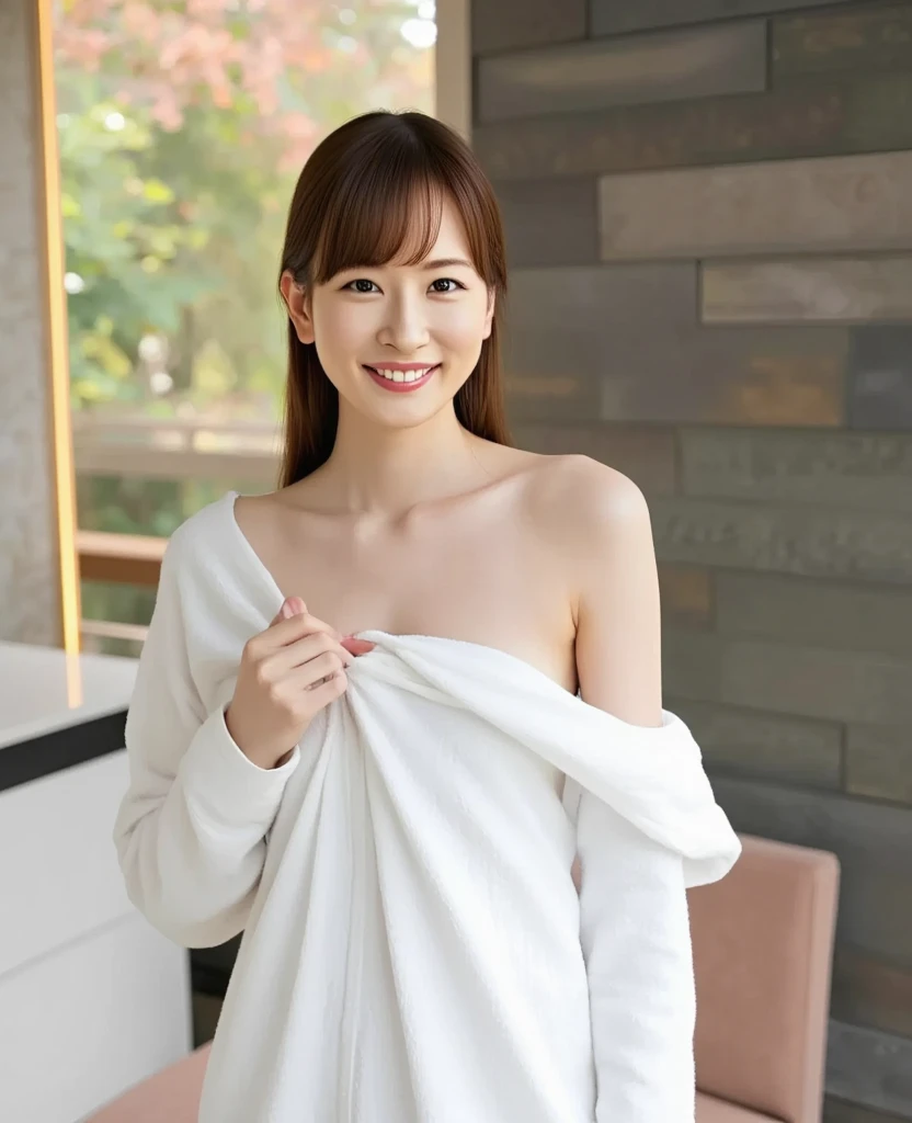 Sexiest towel wrap, She wraps herself in a towel after a shower, Different model poses, Attractive body, Professional photography, Perfect Face, Fine grain, Big Plans, In the sauna bath, session, Captivating looks