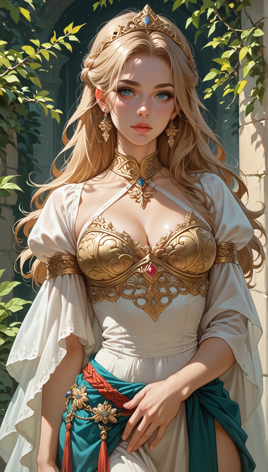 (best quality:1.2,ultra-detailed,photorealistic:1.37),beautiful woman,blue eyes,(elegant,long-flowing,flowy:1.1) hair,sexy, golden ratio, intricate details, natural beauty, vibrant colors, soft lighting