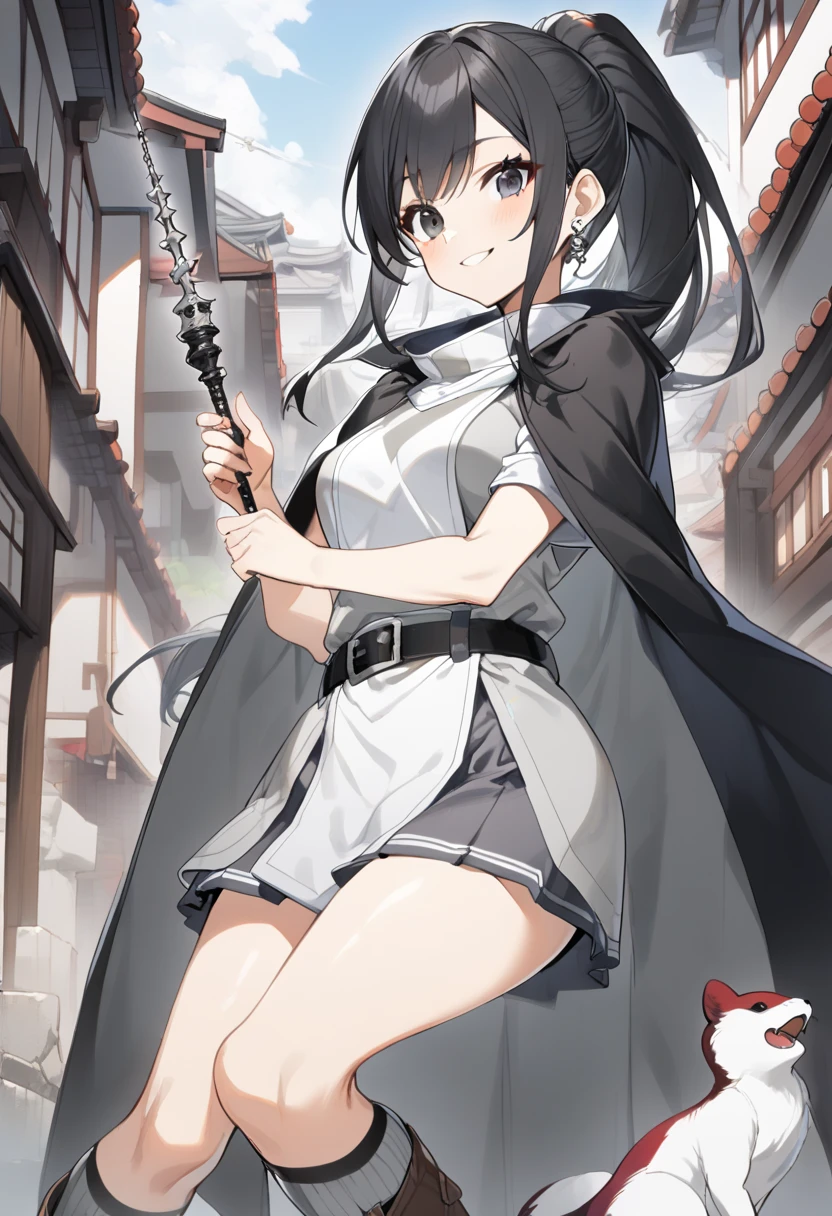 (masterpiece:1.4), high quality, high definition, sharp focus, detailed clothes, detailed body, detailed fingers, anime, best quality, 4k, 8k, absurd resolution, intricate detail, detailed hands, detailed face, animation, illustration, highly detailed, highres, extremely detailed, <lora:hyperdenoiser_v090:0.6>, <lora:hyperrefiner_v090:0.6>, <lora:add_detail:0.3>, seductive smile, (breasts), (parted bangs:1.6), skindentation, <lora:ETO_OC:0.2> ETO-OC, <lora:ETO_OCC006:0.7>, ETO_OCC, (curly hair:1.3), (long hair:1.1), (black hair:1.3), thick eyebrows, pale skin, curvy, (plump), fat, 1girl, (hazel eyes), smiling, looking at viewer, mature female, OverallDetail, Best_QualityPos, nice hands, <lora:perfetfingers:0.6> perfect fingers, BREAK <lora:CONCEPT-JediOutfit:0.5>, JediOutfit, robe, belt, boots, <lora:light_saber_v2:0.5>, (light_saber:1.3),(lightsaber glowing:1.5), (holding lightsaber with right hand), (pointing with index finger of left hand), (Dark Pink lightsaber), star wars, science fiction,