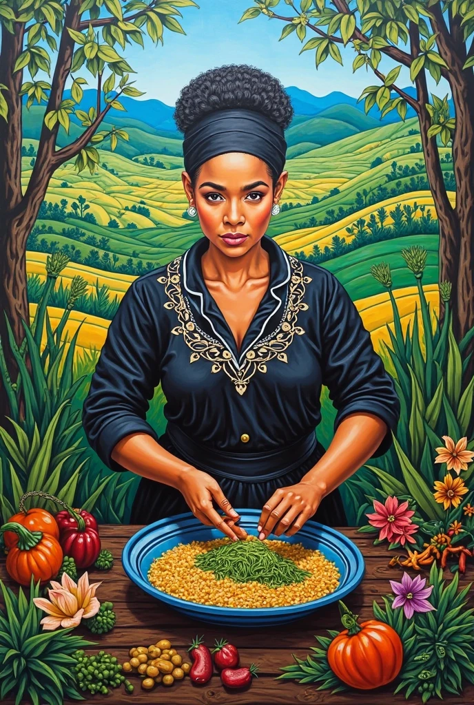 rivghn style, black woman having a picnic in the forest <lora:rivghnXL3-000039:1>