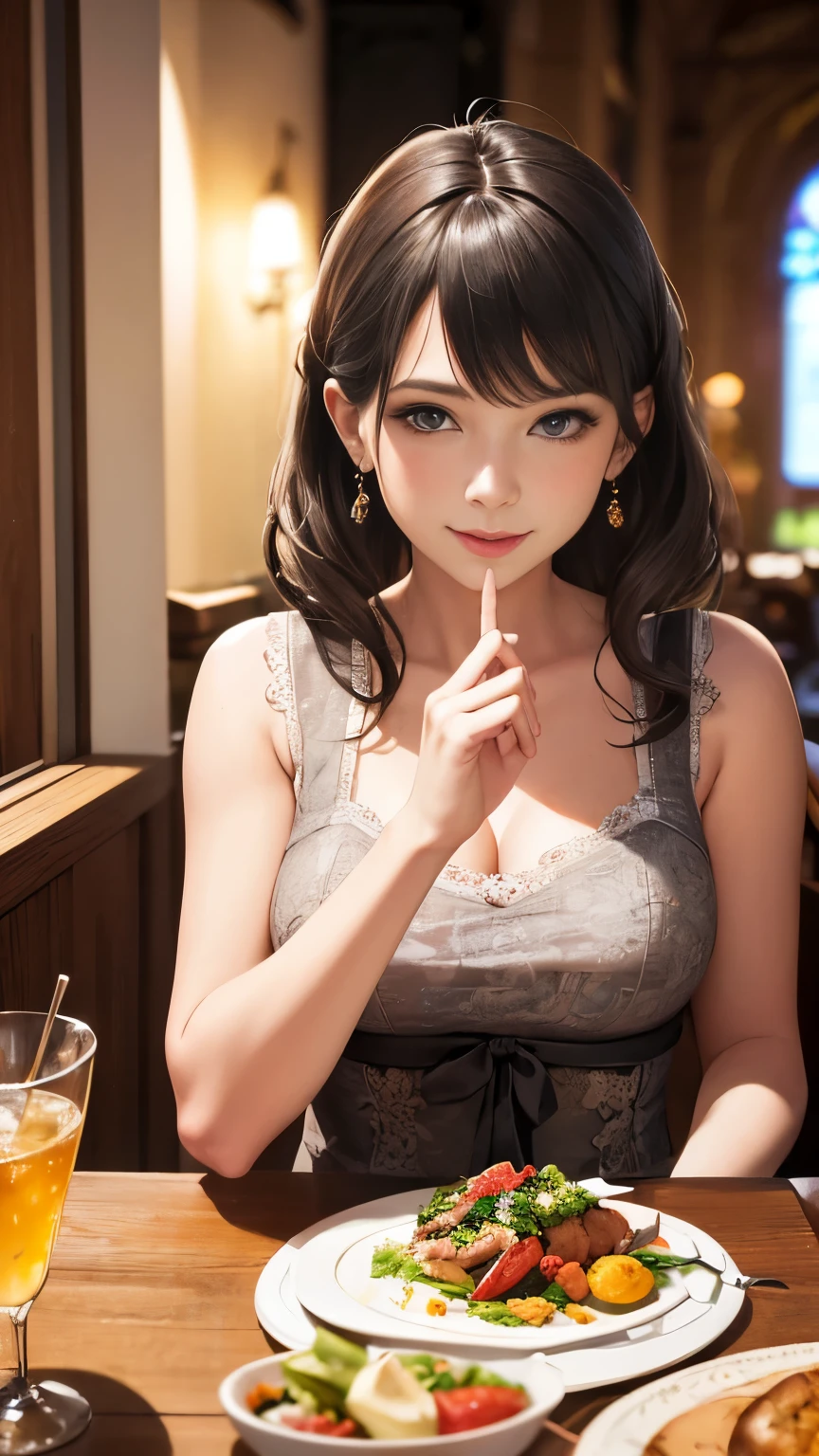 absurderes:2.0、(Blush、black hair, solo、Upper body emphasis)、japanese actress, realistic, Unity 8K Wallpaper, Masterpiece, Realistic face, Realistic skin feeling ,detailed hair, highly detailed, realistic glistening skin, light makeup, (playboy bunny,fake rabbit tail, black fake rabbit ears, bowtie, wrist cuffs, enamel leotard)、 black eyes)、Casino, retro bar
