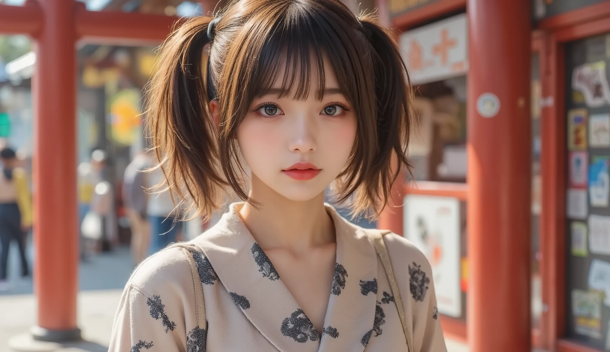 ,(( Attractive Kimono with Snake Pattern ))、(( Japanese New Year))、 top quality , high resolution, Highly detailed, ( Highly detailedな目, Highly detailedな顔)、 cute girl、( symmetrical eyes)、(Accurate Eyes)、(( makeup))、((Natural Cosmetics ))、 top quality , Highly detailed, shape, cute,(( Attractive Kimono with Snake Pattern ))、 Highly detailedスキン , top quality , Highly detailedフェイス , vibrant colors , , One Girl , Alone, 、(( embarrassed,)), play,、cuteポーズ、 medium hair、(cuteポーズ、cute笑顔))、((The background is in front of a shrine ))、(( clear))
