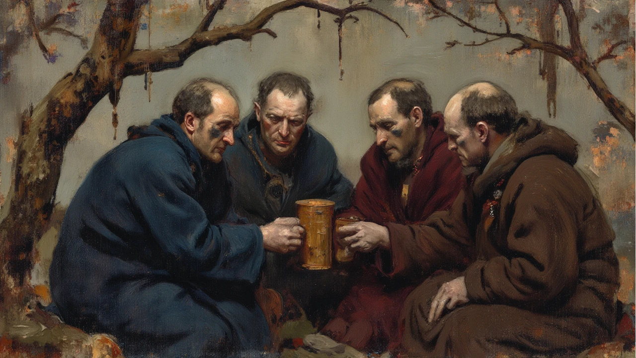 arafed painting of three men sitting at a table drinking beer, dutch golden age painting, by Judith Leyster, inspired by Jan Steen, by Jan Steen, by Adriaen Hanneman, by Adriaen van Ostade, by Gabriel Metsu, by Pieter de Grebber, flemish painting, inspired by Adriaen Brouwer