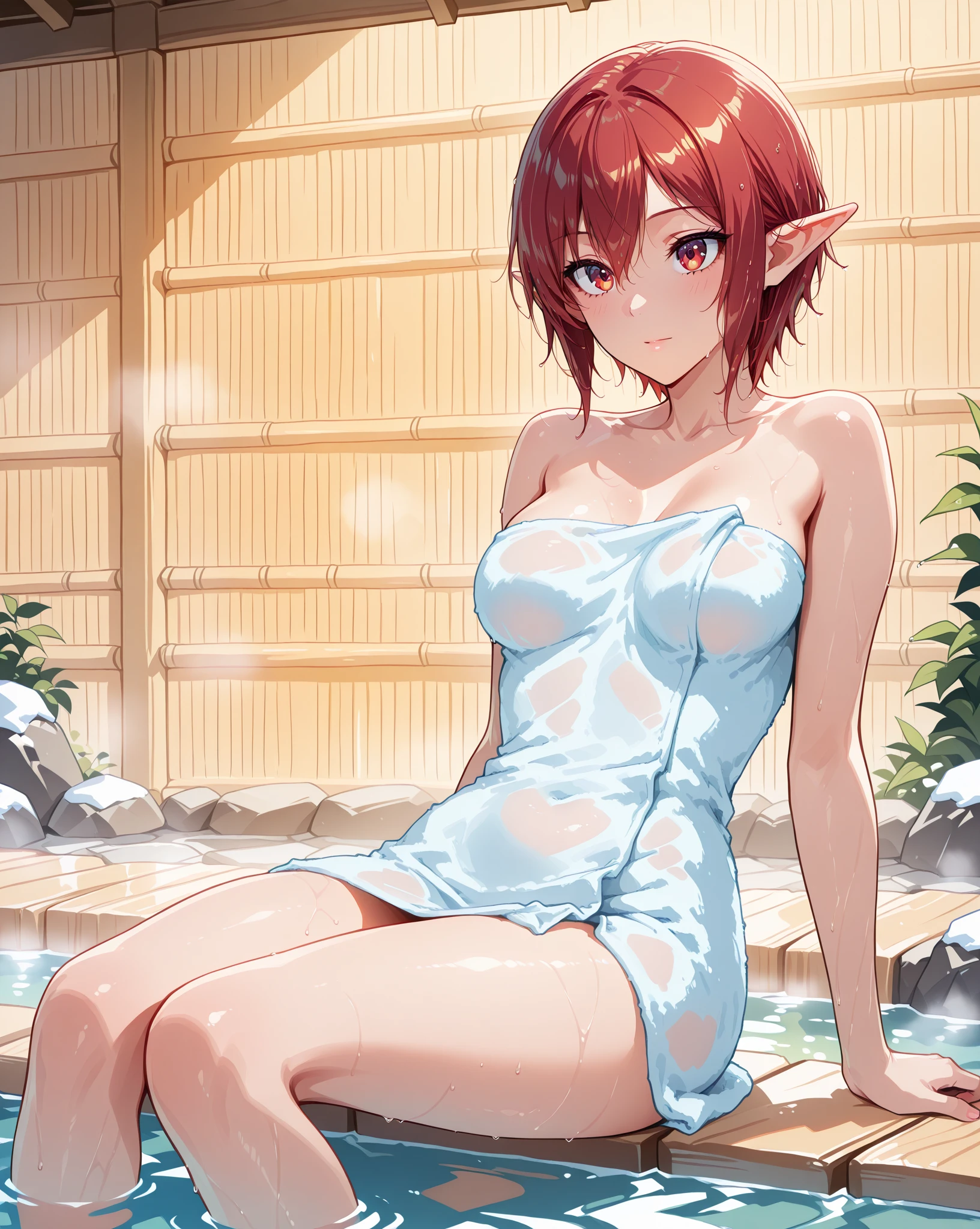 big boobs laughing succubus micro bikini onsen
