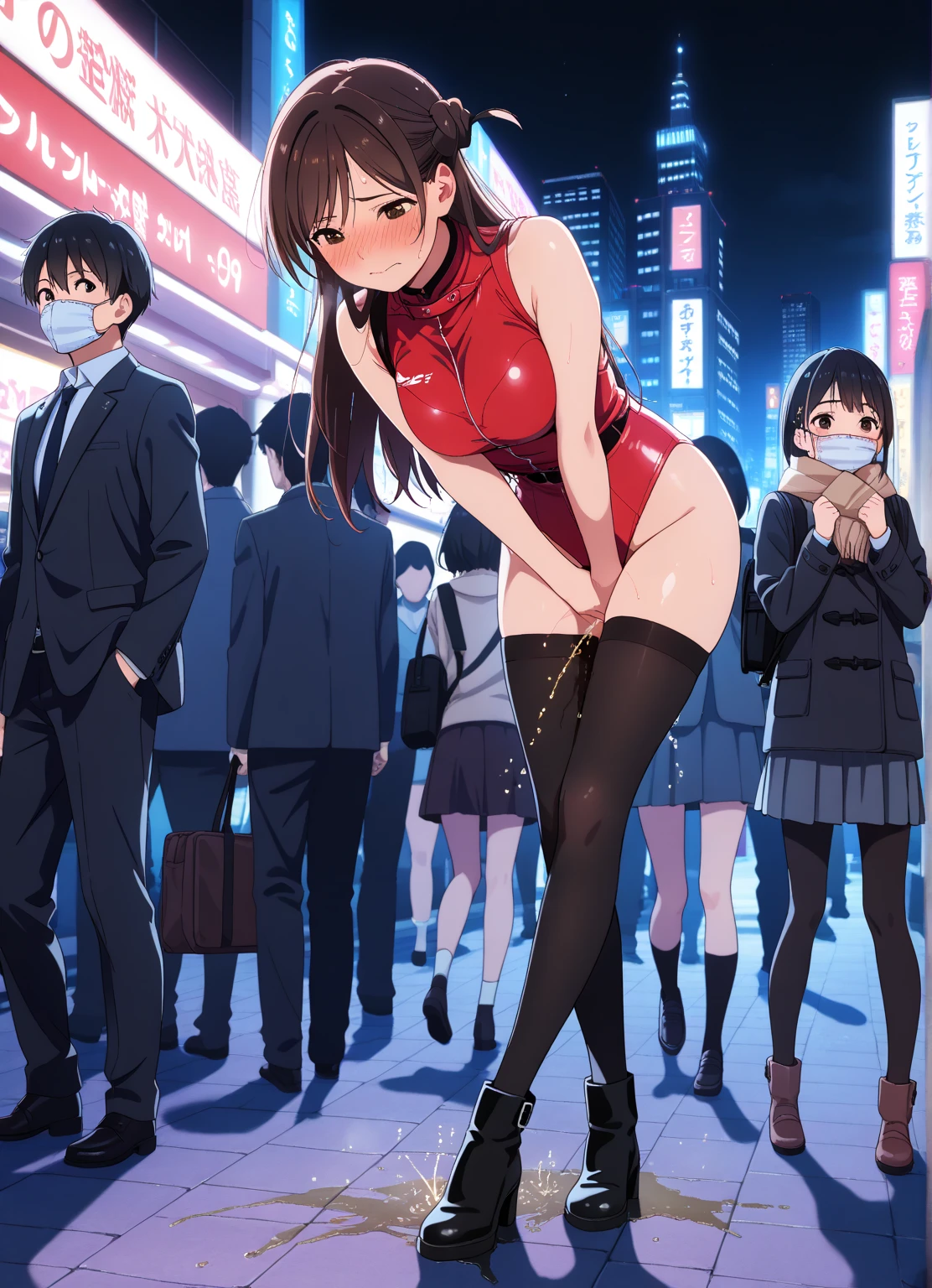 NSFW,Hololive,AZKi,Long dress,High-quality lingerie,Embarrassed,blush,train,(Perfect hands),(Perfect Anatomy),(masterpiece),(highest quality),One man,being molested by a man,A man is touching my buttocks,I feel pleasure
