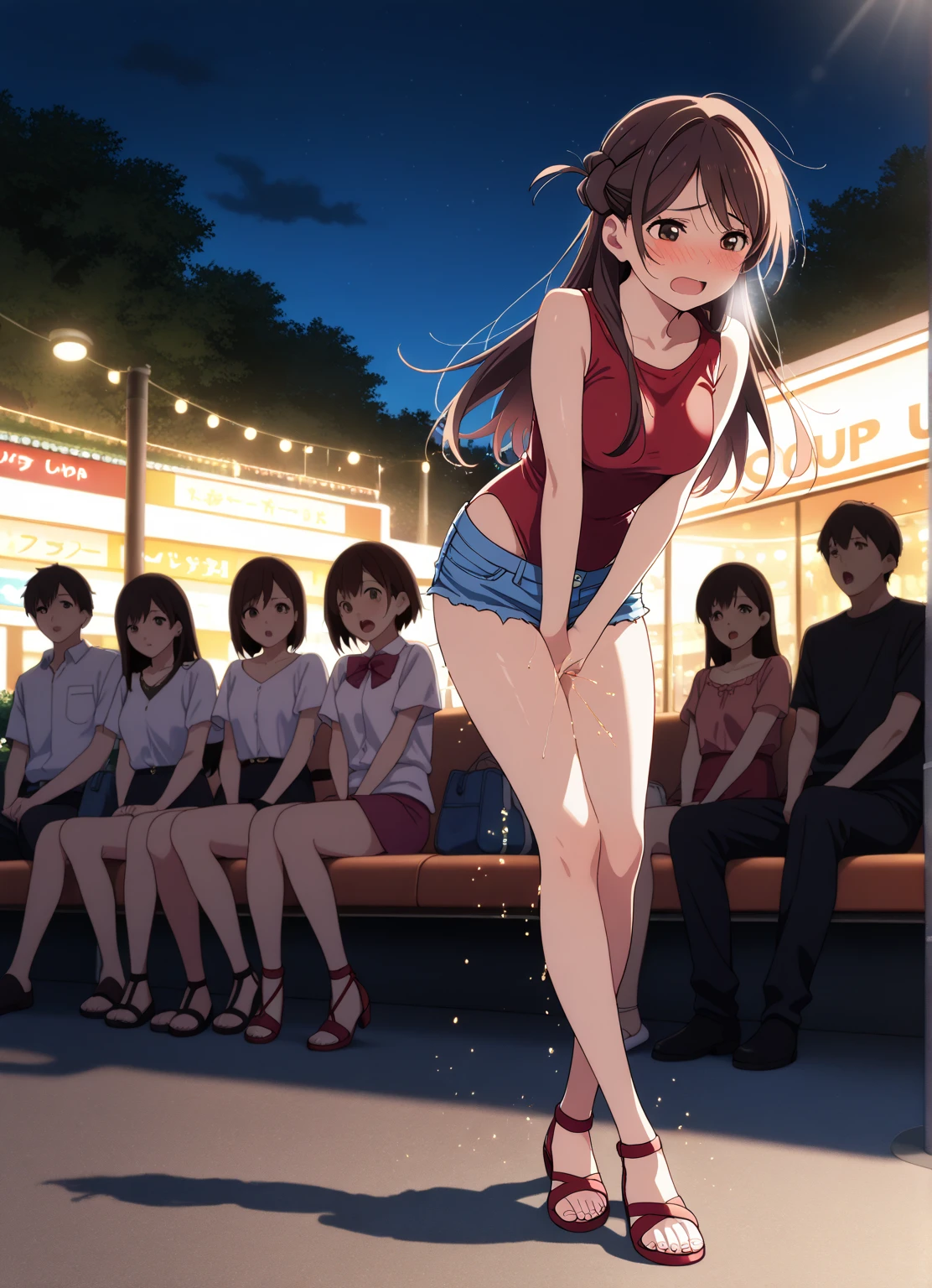 {{Teenage female, caucasian, hundreds of girls, many girls, crowd shot}}, looking at viewer, hazel eyes, extremely detailed, brown hair, blonde hair, red hair, black hair, pink bikinis, pool, matching bikinis, crowd of girls, happy, best quality, high quality, extremely detailed anime screencap