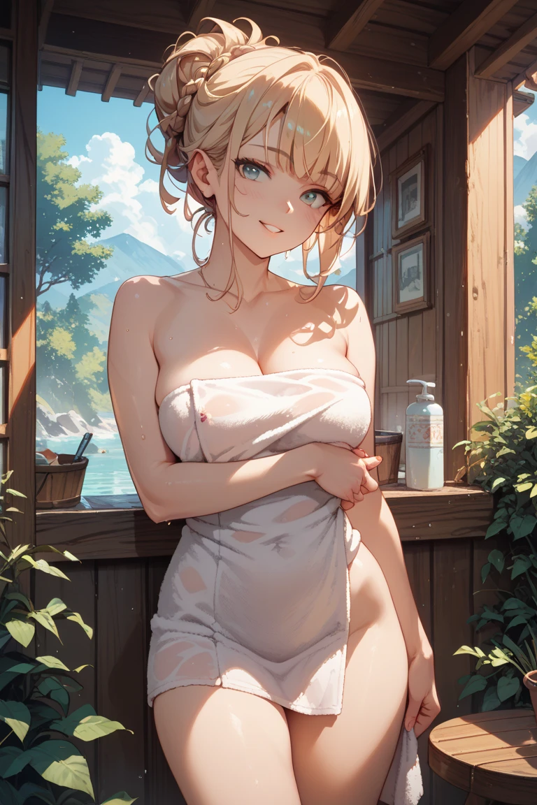 Magazine cover(masterpiece, best quality:1.2),woman,(((The eyes are delicate)))The whole body is milk,((Wet clothes))Room,The floor is covered with milk,rain(8K)(HD)